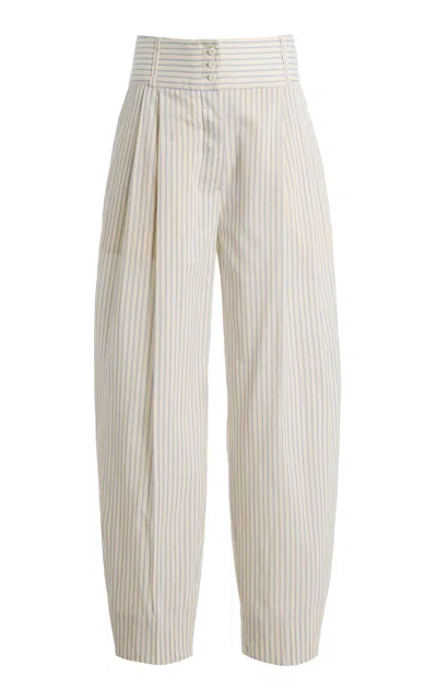 Totême Toteme Striped High-rise Cotton-silk Barrel Pants In Multi