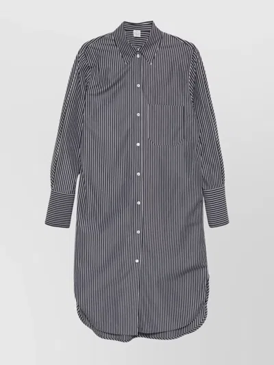Totême Striped Kimono-sleeve Shirtdress Chest Pocket In Black