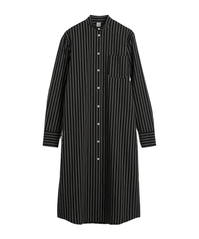 Totême Striped Long Shirt In Black