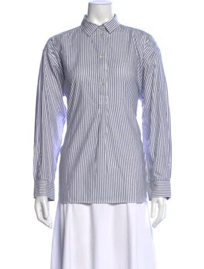 Pre-owned Totême Striped Long Sleeve Button-up Top In Blue
