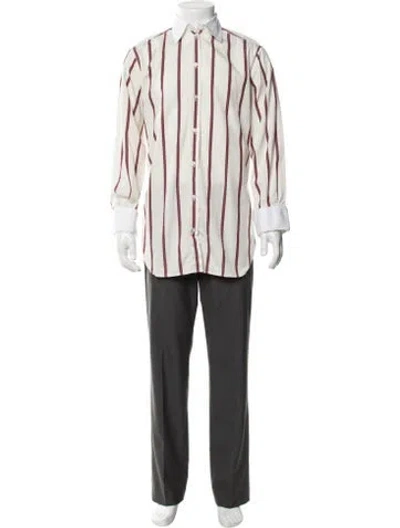 Pre-owned Totême Striped Long Sleeve Dress Shirt In Neutrals