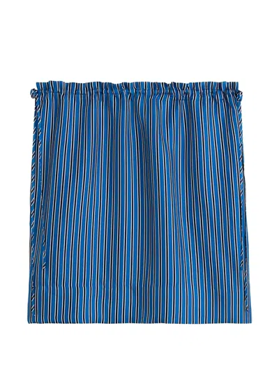 Totême Toteme Drawstring Striped Silk Mini Skirt In Blue