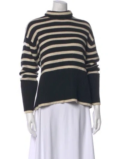 Pre-owned Totême Striped Mock Neck Sweater In Black