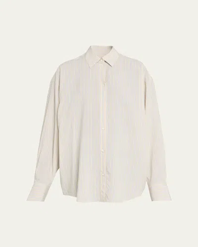 Totême Striped Oversized Button-down Shirt In Yellow/sky