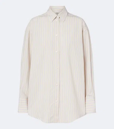 Totême Striped Oversized Poplin Shirt In Yellow