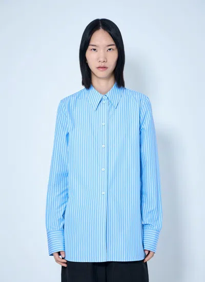 Totême Striped Poplin Shirt In Light Blue