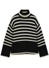 Totême Toteme Striped Wool Cotton Turtleneck In Black