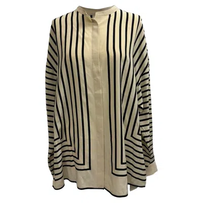 Totême Striped Scarf Blouse In Cream Silk In Multi