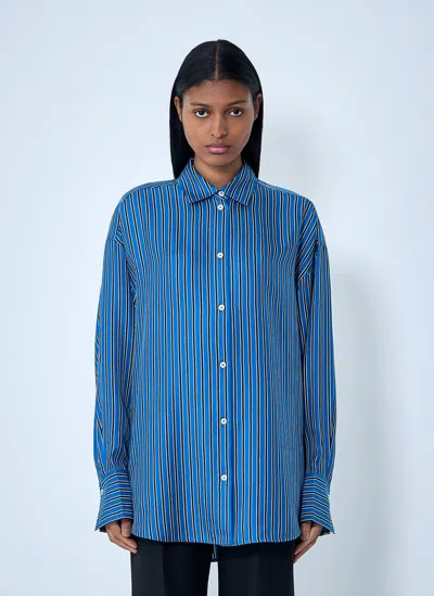 Totême Toteme Oversize Stripe Silk Button-up Shirt In Multi