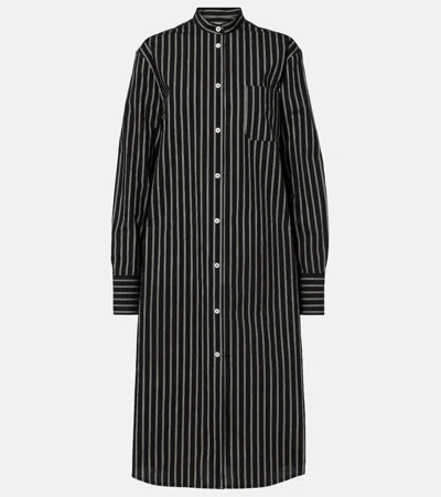 Totême Striped Cotton-poplin Shirt Dress In Black