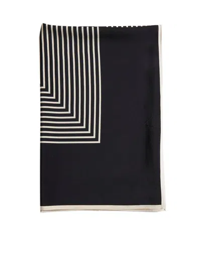 Totême Striped Silk Crêpe Scarf In Black