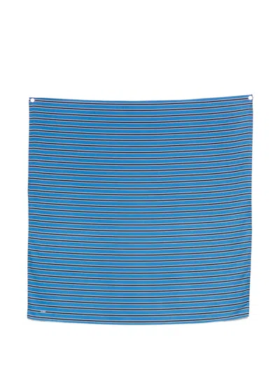 Totême Striped Silk Scarf In Blue