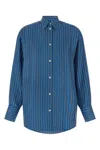 Totême Toteme Oversize Stripe Silk Button-up Shirt In Blue
