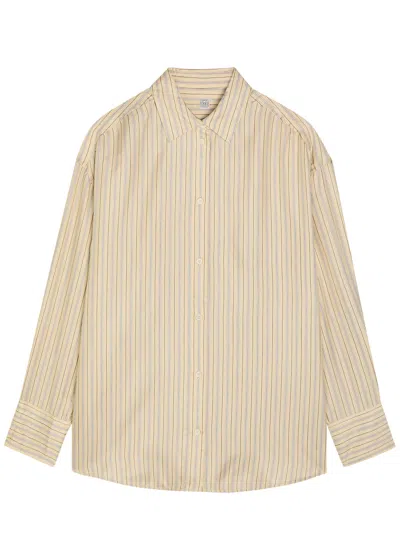 Totême Toteme Striped Silk Shirt In Animal Print