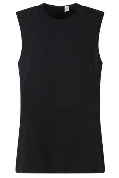 Totême Striped Sleeveless Top In Black