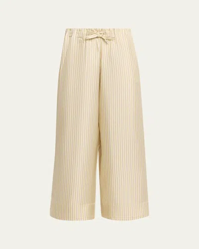Totême Striped Straight-leg Ankle Dinner Trousers In Beige/brown