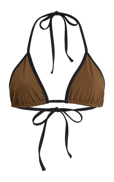 Totême Toteme Striped Tie Bikini Top In Brown