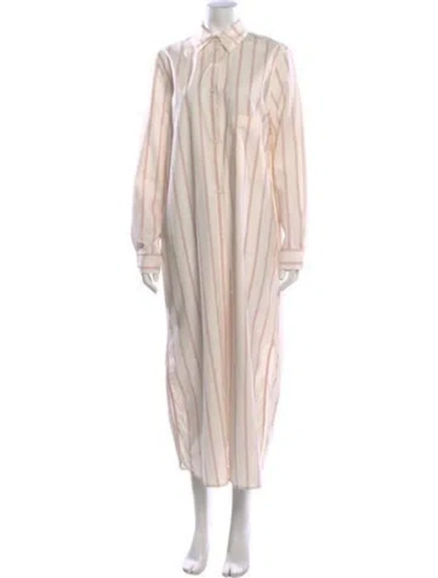 Pre-owned Totême Striped Tunic Long Dress In Neutral