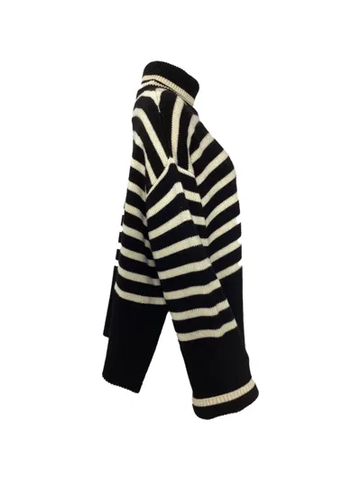 Pre-owned Totême Striped Turtleneck Sweater In Black