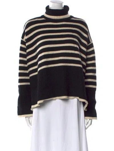 Pre-owned Totême Striped Turtleneck Sweater In Black