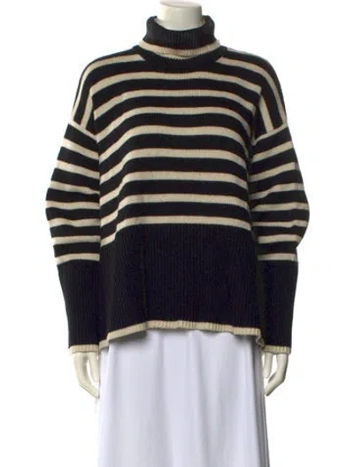 Pre-owned Totême Striped Turtleneck Sweater In Black