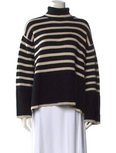 Pre-owned Totême Striped Turtleneck Sweater In Black