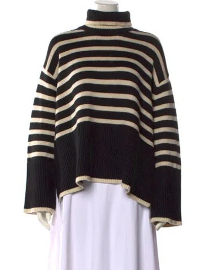 Pre-owned Totême Striped Turtleneck Sweater In Black