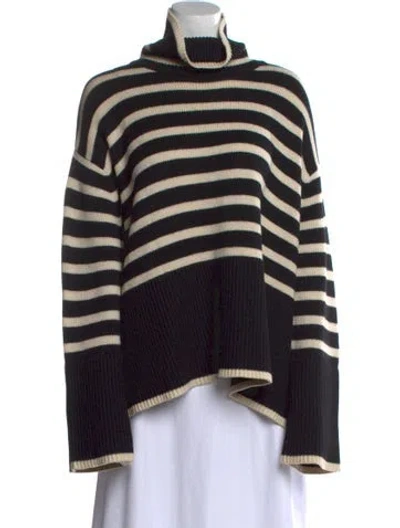 Pre-owned Totême Striped Turtleneck Sweater In Black