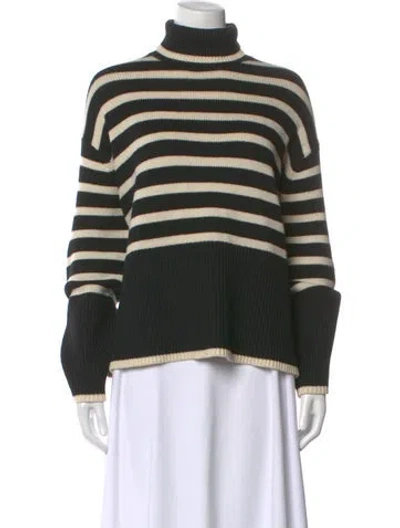 Pre-owned Totême Striped Turtleneck Sweater In Black