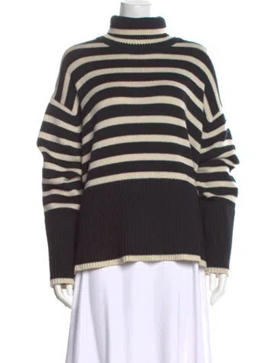 Pre-owned Totême Striped Turtleneck Sweater In Black