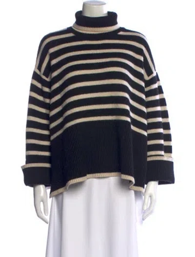 Pre-owned Totême Striped Turtleneck Sweater In Black