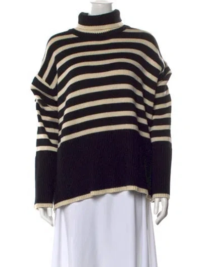 Pre-owned Totême Striped Turtleneck Sweater In Black