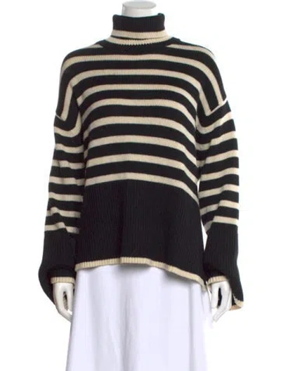 Pre-owned Totême Striped Turtleneck Sweater In Black
