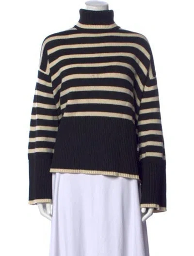 Pre-owned Totême Striped Turtleneck Sweater In Black