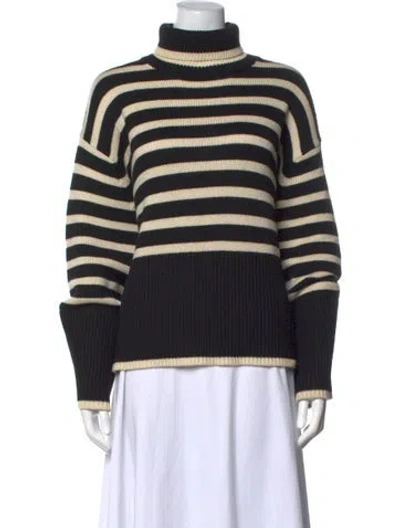 Pre-owned Totême Striped Turtleneck Sweater In Black
