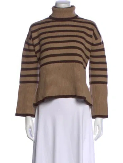 Pre-owned Totême Striped Turtleneck Sweater In Brown