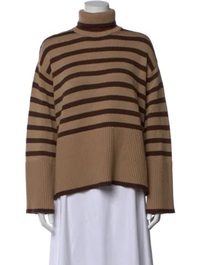 Pre-owned Totême Striped Turtleneck Sweater In Brown/neutrals