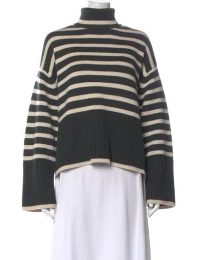 Pre-owned Totême Striped Turtleneck Sweater In Green