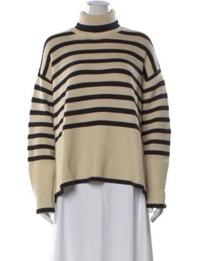 Pre-owned Totême Striped Turtleneck Sweater In Neutral