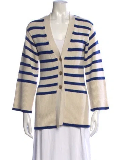 Pre-owned Totême Striped V-neck Sweater In Neutrals