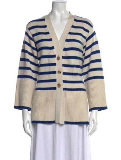 Pre-owned Totême Striped V-neck Sweater In Neutrals