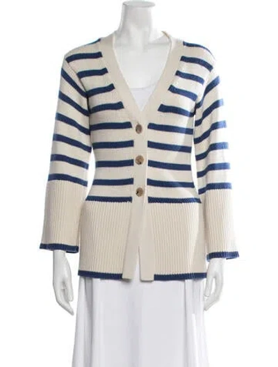 Pre-owned Totême Striped V-neck Sweater In Neutrals