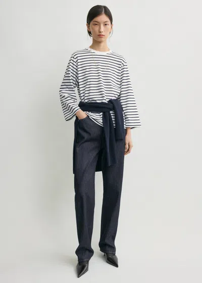 Totême Striped Wide-sleeve Tee Navy/white In Multi