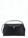 Totême Structured Black Leather Shoulder Bag With Flap Closure In Neutral