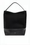 Totême Structured Wool Shoulder Bag With Smooth Leather Base In White