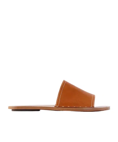Totême Studded Leather Slides In Orange