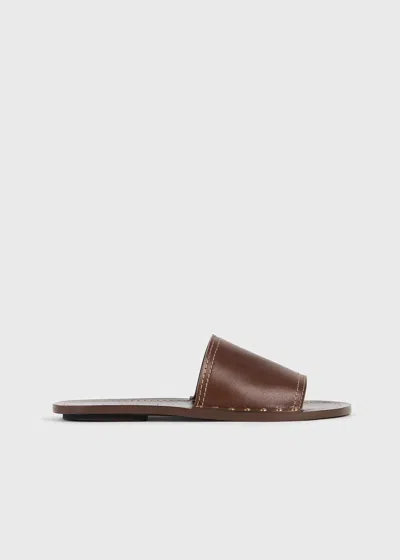 Totême Studded Leather Slides Sienna In Brown