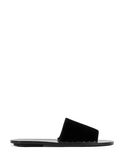 Totême Toteme Studded Velvet Slides Black