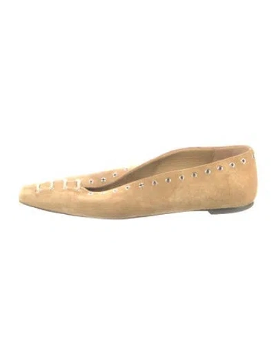 Pre-owned Totême Suede Ballet Flats In Neutral