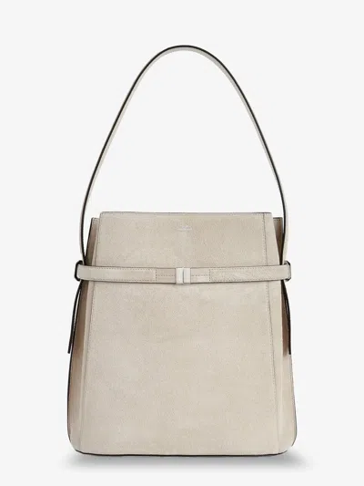 Totême Suede Belted Bucket Bag In Sand